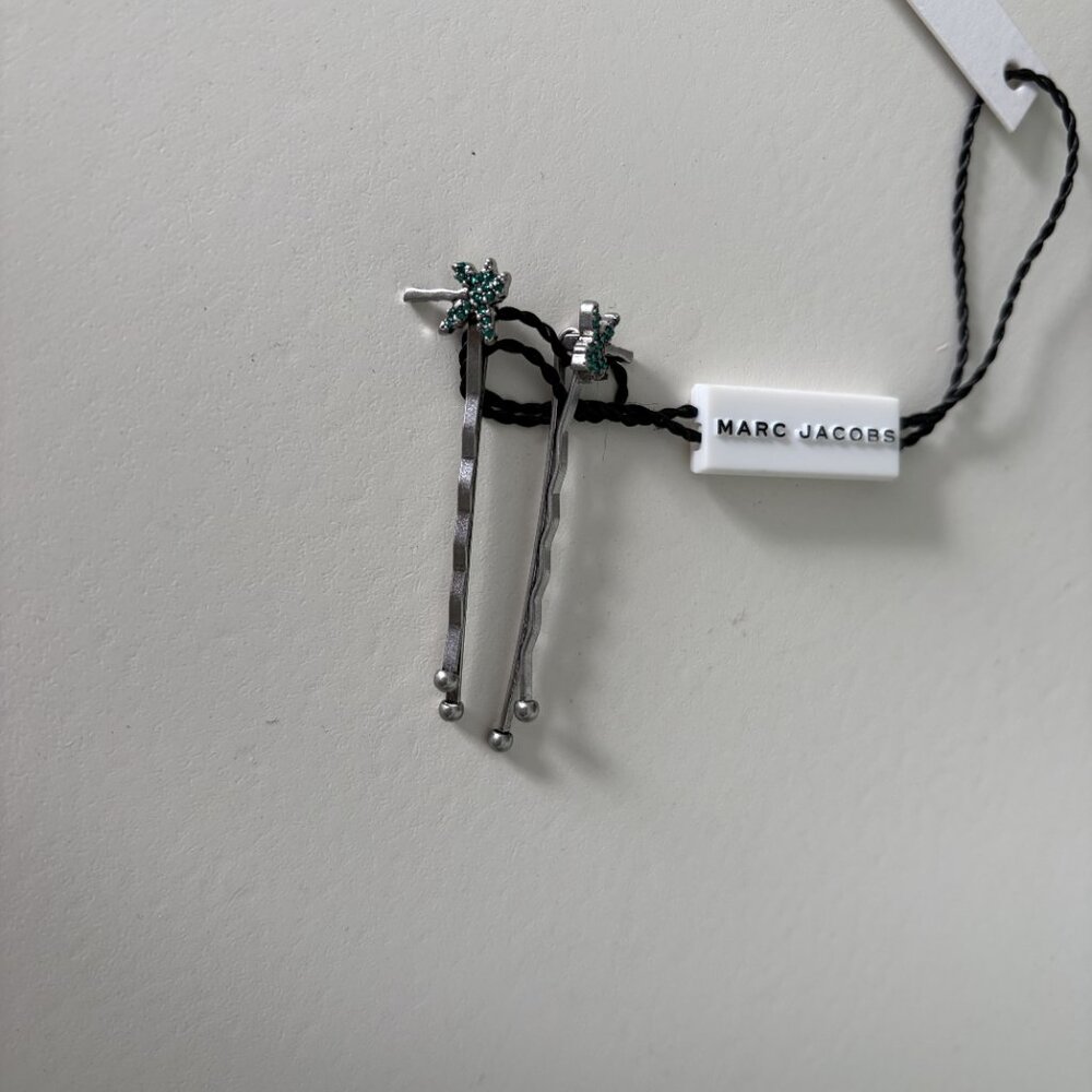 Marc Jacobs Green Crystal Palm Tree Bobby Pins, NWT